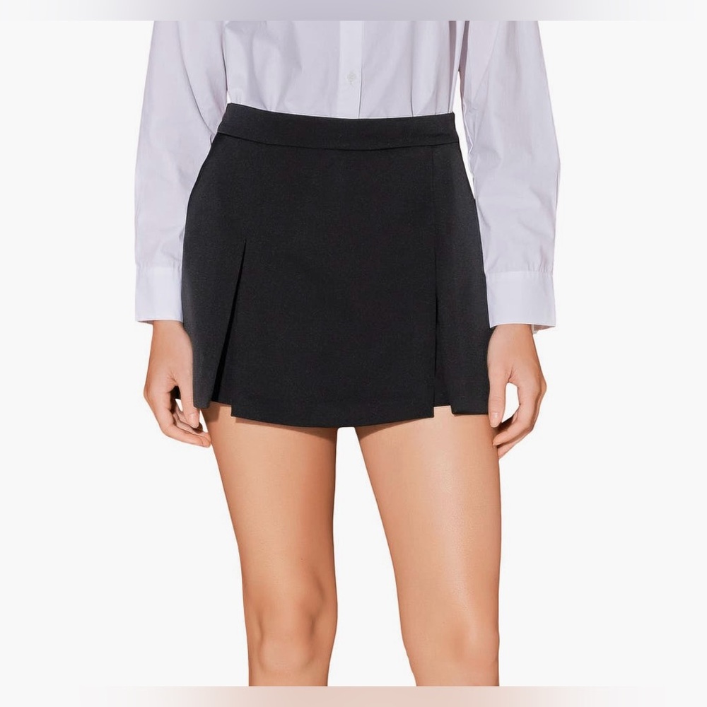 English Factory Pleated Front Satin Skort